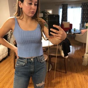Blue crop tank new